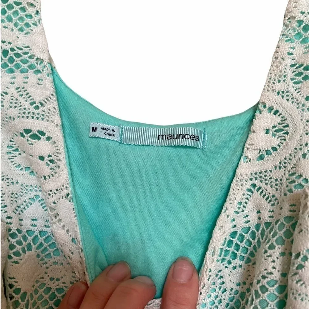 Maurices Mint & Cream Lace Dress Medium